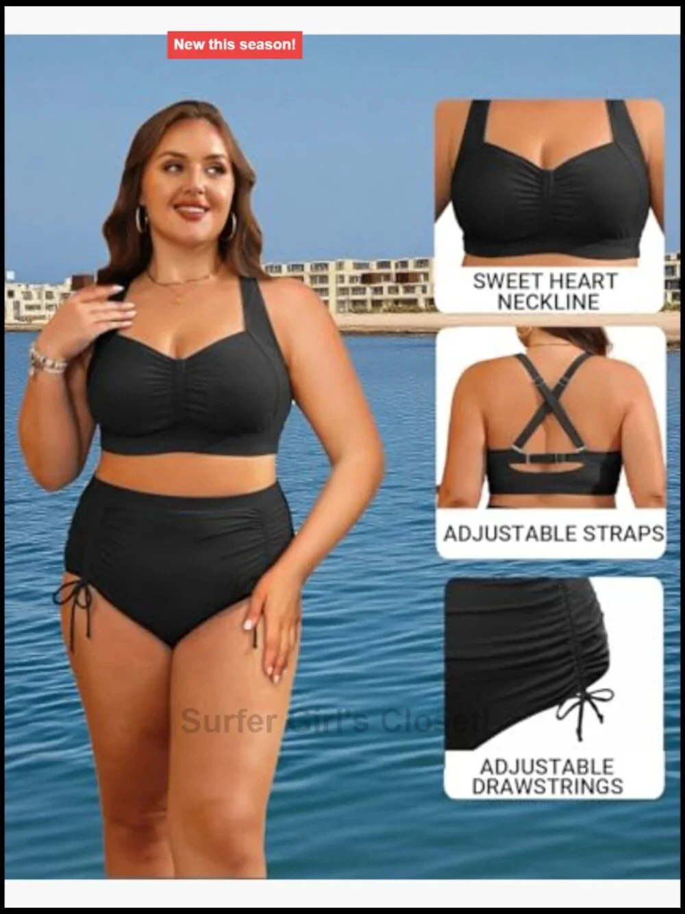 Plus Size High Waisted Bikini Set Tummy Control Ruched Bottom Two Piece Swimwear